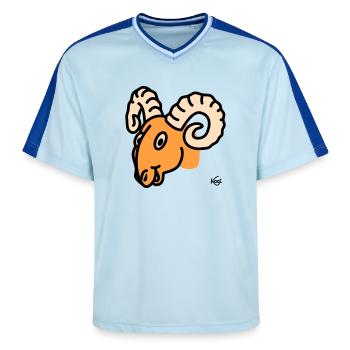 Aries large - Unisex Football Style Mesh T-Shirt - light blue/dark blue - Front - AI Model Female 172 light (172cm) & AI Model Male 178 dark (178cm)
