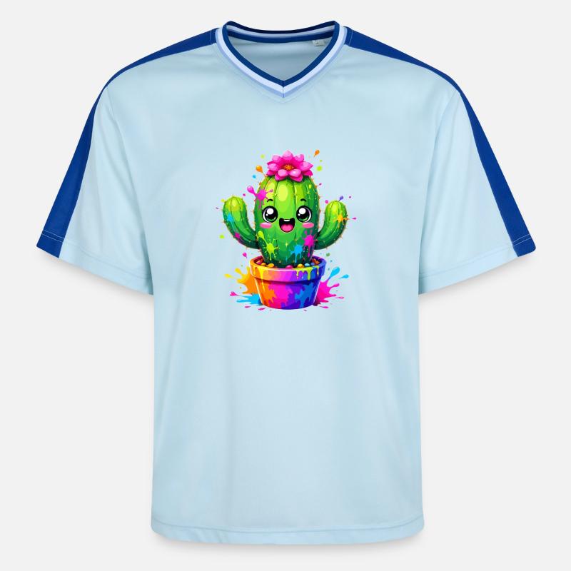 Cactus Joyeuses Fleurs Éclaboussurées - T-shirt de foot unisexe en mesh - bleu clair/bleu foncé