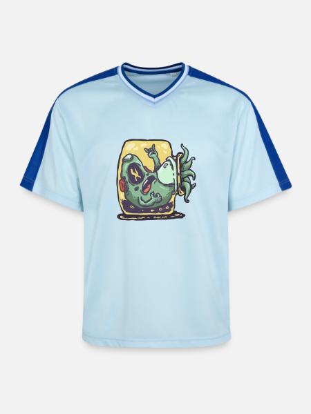 Alieno avocado in toaster - Unisex Football Style Mesh T-Shirt - light blue/dark blue