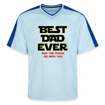Bester Vater aller Zeiten Neon-Umrisse - Unisex Football Style Mesh T-Shirt - Hellblau/Dunkelblau - Vorne - AI Model Female 172 light (172cm) & AI Model Male 178 dark (178cm)