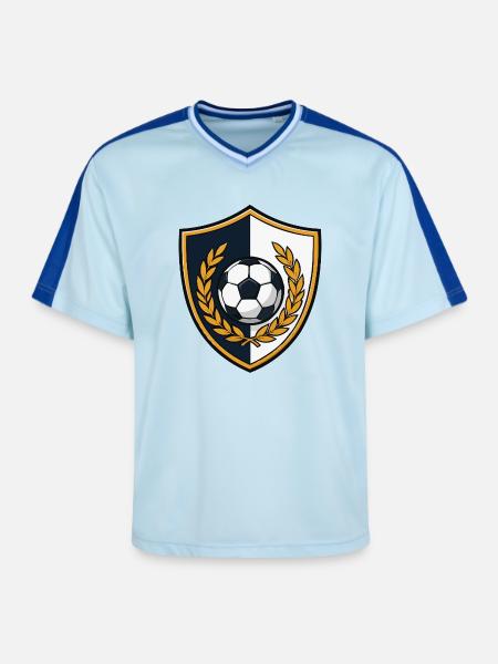 fussball-crest - Unisex Football Style Mesh T-Shirt - Hellblau/Dunkelblau