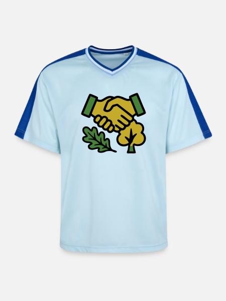 Handshake Nature Forest Logo - Unisex Football Style Mesh T-Shirt - light blue/dark blue