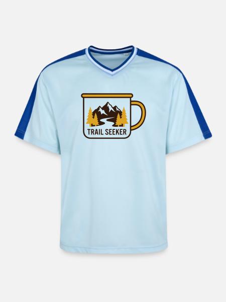 Berge Tasse Wander Logo - Unisex Football Style Mesh T-Shirt - Hellblau/Dunkelblau