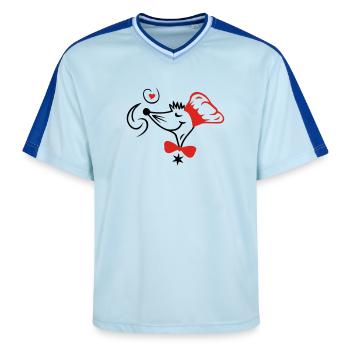 Le chef étoilé - T-shirt de foot unisexe en mesh - bleu clair/bleu foncé - Devant - AI Model Female 172 light (172cm) & AI Model Male 178 dark (178cm)
