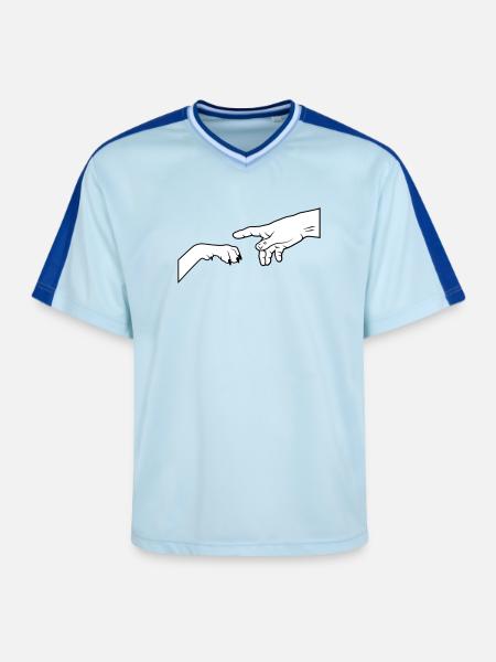 Dog Paw - Give Paw - Unisex Football Style Mesh T-Shirt - light blue/dark blue