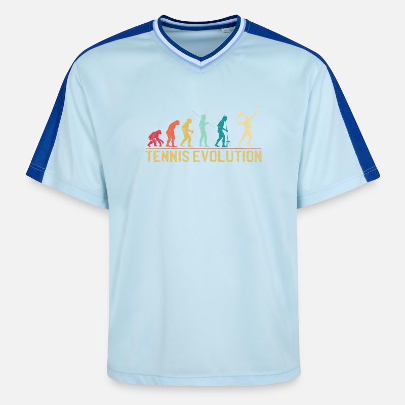 Tennis Evolution Evolution Grafikdesign - Unisex Football Style Mesh T-Shirt - Hellblau/Dunkelblau