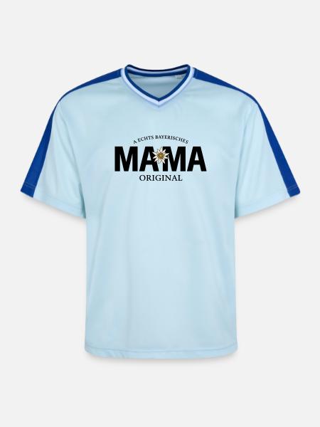 Bayerisches Original - Mama - Unisex Football Style Mesh T-Shirt - Hellblau/Dunkelblau
