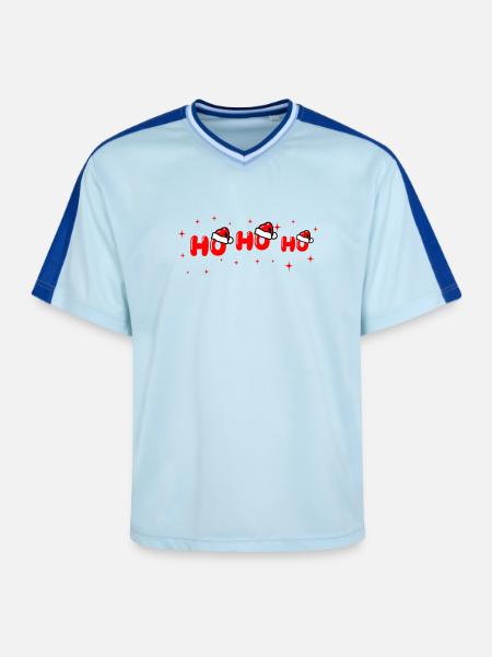 Ho Ho Ho Santa Lettering - Unisex Football Style Mesh T-Shirt - light blue/dark blue