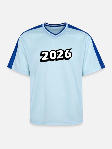 Année 2026 - T-shirt de foot unisexe en mesh - bleu clair/bleu foncé