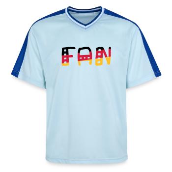 FAN - Shirt Germany - Unisex Football Style Mesh T-Shirt - light blue/dark blue - Front - AI Model Female 172 light (172cm) & AI Model Male 178 dark (178cm)