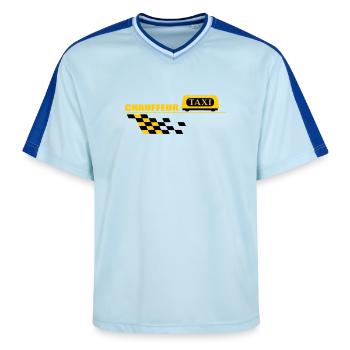 Taxi driver - Unisex Football Style Mesh T-Shirt - light blue/dark blue - Front - AI Model Female 172 light (172cm) & AI Model Male 178 dark (178cm)