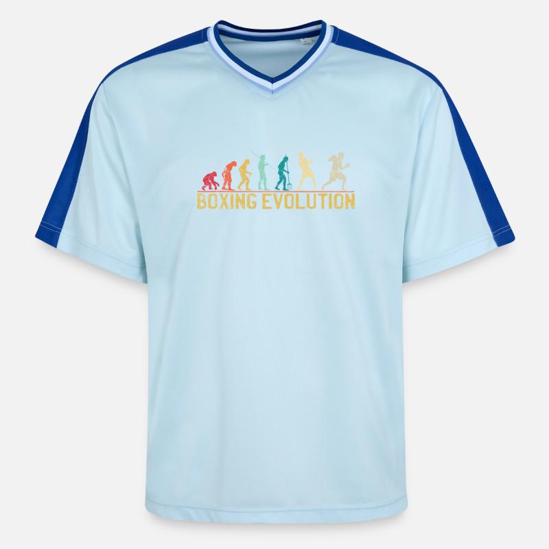 Boxing Evolution Progression Design - Unisex Football Style Mesh T-Shirt - light blue/dark blue