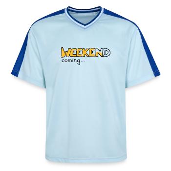 Weekend - T-shirt de foot unisexe en mesh - bleu clair/bleu foncé - Devant - AI Model Female 172 light (172cm) & AI Model Male 178 dark (178cm)