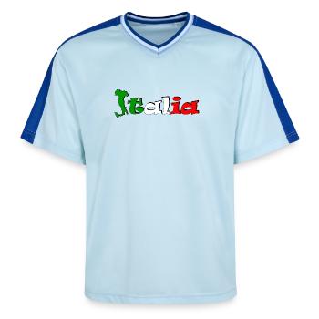 T-shirt logo Italia - Unisex Football Style Mesh T-Shirt - Hellblau/Dunkelblau - Vorne - AI Model Female 172 light (172cm) & AI Model Male 178 dark (178cm)