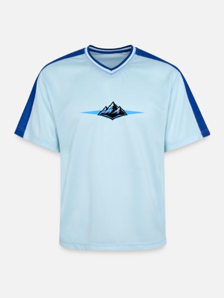 Berge Symbol Linie - Unisex Football Style Mesh T-Shirt - Hellblau/Dunkelblau