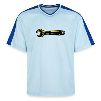 Schraubenschlüssel Werkzeug Mechaniker Schrauber - Unisex Football Style Mesh T-Shirt - Hellblau/Dunkelblau - Vorne - AI Model Female 172 light (172cm) & AI Model Male 178 dark (178cm)