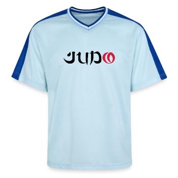 Judo - Unisex Football Style Mesh T-Shirt - light blue/dark blue - Front - AI Model Female 172 light (172cm) & AI Model Male 178 dark (178cm)