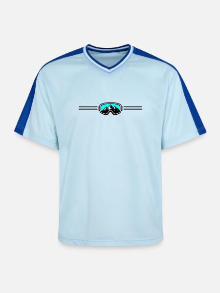 Ski Goggles Ski Mountains - Unisex Football Style Mesh T-Shirt - light blue/dark blue