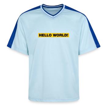 Salut tout le monde! - T-shirt de foot unisexe en mesh - bleu clair/bleu foncé - Devant - AI Model Female 172 light (172cm) & AI Model Male 178 dark (178cm)
