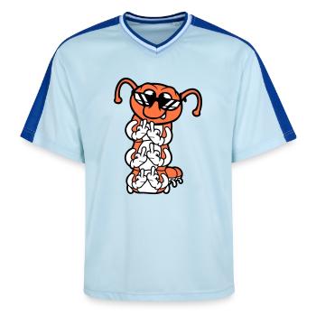 Caterpillar Middle Finger Insult Sunglasses Cool - Unisex Football Style Mesh T-Shirt - light blue/dark blue - Front - AI Model Female 172 light (172cm) & AI Model Male 178 dark (178cm)