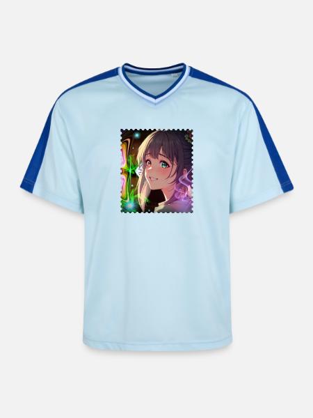 Magical Neon Dream Heroine - Unisex Football Style Mesh T-Shirt - light blue/dark blue