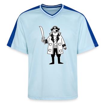 Pirat - Unisex Football Style Mesh T-Shirt - Hellblau/Dunkelblau - Vorne - AI Model Female 172 light (172cm) & AI Model Male 178 dark (178cm)