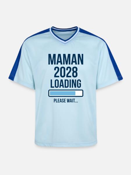 Annonce Grossesse Maman 2028 Loading - T-shirt de foot unisexe en mesh - bleu clair/bleu foncé