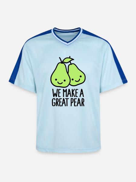 We make a great pear - Unisex Football Style Mesh T-Shirt - light blue/dark blue