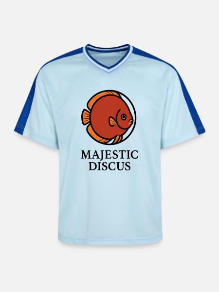 Majestic Circular Discus Fish Logo - Unisex Football Style Mesh T-Shirt - light blue/dark blue