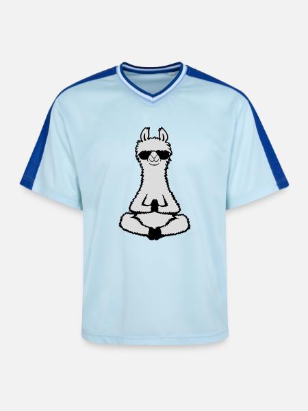Lama Cool Zen Meditation Sunglasses Relaxed - Unisex Football Style Mesh T-Shirt - light blue/dark blue