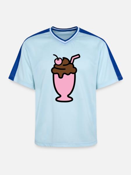 Milchshake Eiscreme Icon - Unisex Football Style Mesh T-Shirt - light blue/dark blue