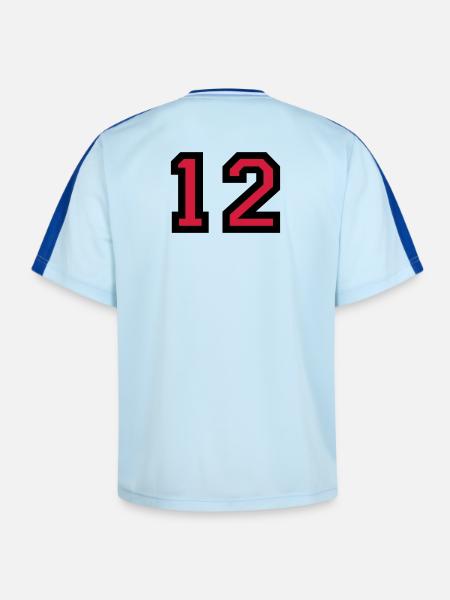 The number 12 - number twelve - Unisex Football Style Mesh T-Shirt - light blue/dark blue