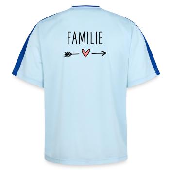 Familie Herz Pfeil Liebe Amor Zusammenhalt - Unisex Football Style Mesh T-Shirt - Hellblau/Dunkelblau - Hinten - AI Model Male 178 dark (178cm)