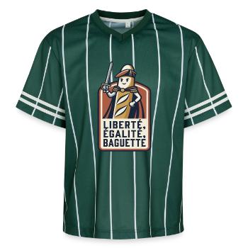 La baguette patriote 🇫🇷 - T-shirt de foot unisexe en mesh - vert foncé/blanc - Devant - AI Model Female 172 light (172cm) & AI Model Male 185 light (185cm)
