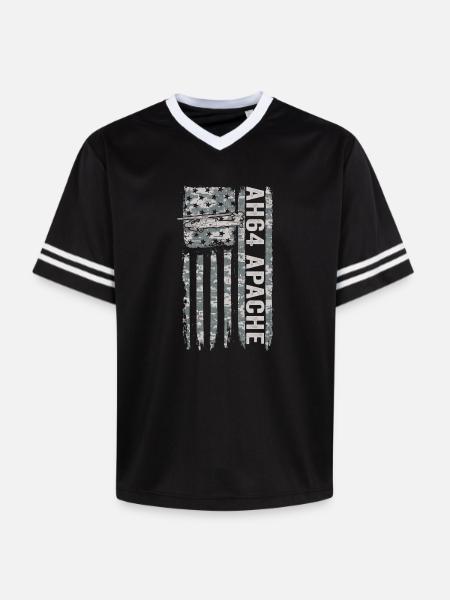 AH-64 Apache helicopter with American flag - Unisex Football Style Mesh T-Shirt - pink/pink stripes
