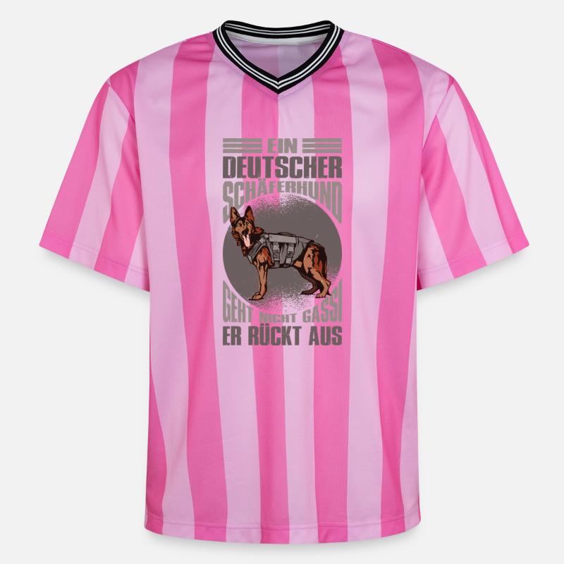 Schäferhund Geschenke Hund Herrchen Gassi - Unisex Football Style Mesh T-Shirt - Rosa/Rosa Streifen