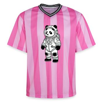 Combinaison spatiale panda bear - T-shirt de foot unisexe en mesh - rose/rose rayures - Devant - AI Model Female 172 light (172cm) & AI Model Male 178 dark (178cm)