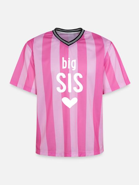 big sis - Unisex Football Style Mesh T-Shirt - pink/pink stripes