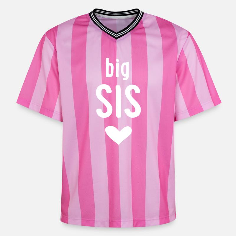 Grande Sœur - T-shirt de foot unisexe en mesh - rose/rose rayures