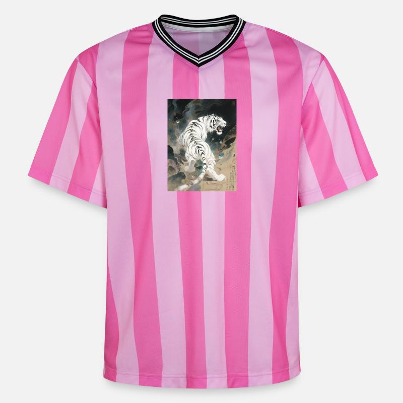 L'Apothéose Céleste : Baihu – Paix Éternelle - T-shirt de foot unisexe en mesh - rose/rose rayures