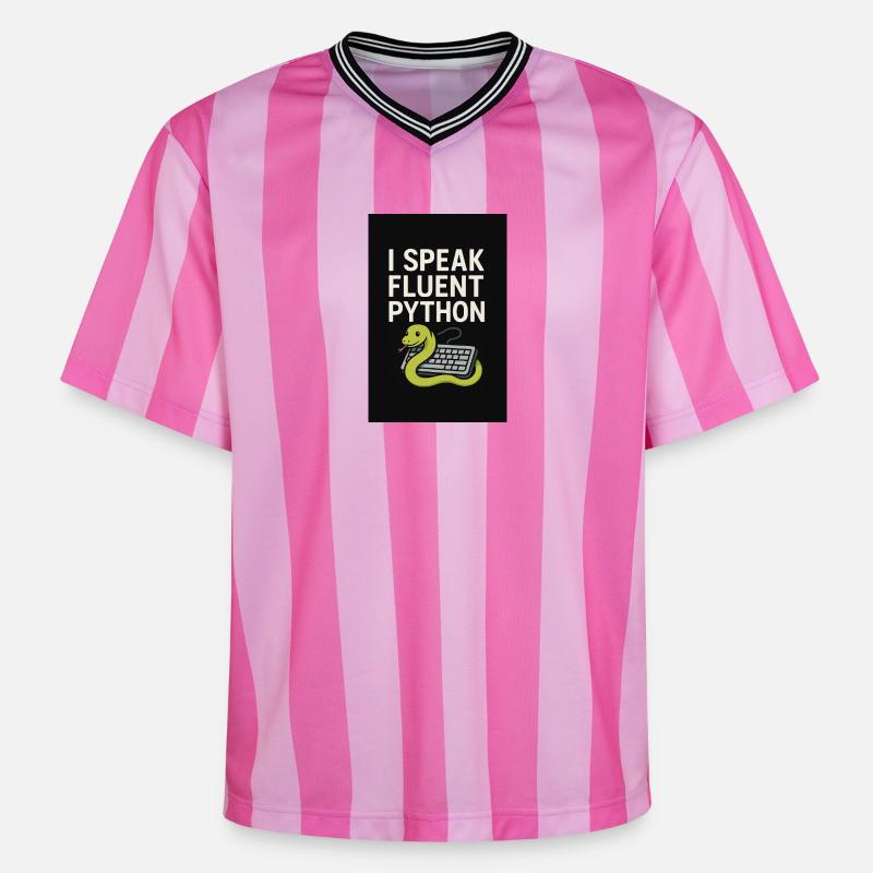 Python-Codierungsschlange - Unisex Football Style Mesh T-Shirt - Rosa/Rosa Streifen