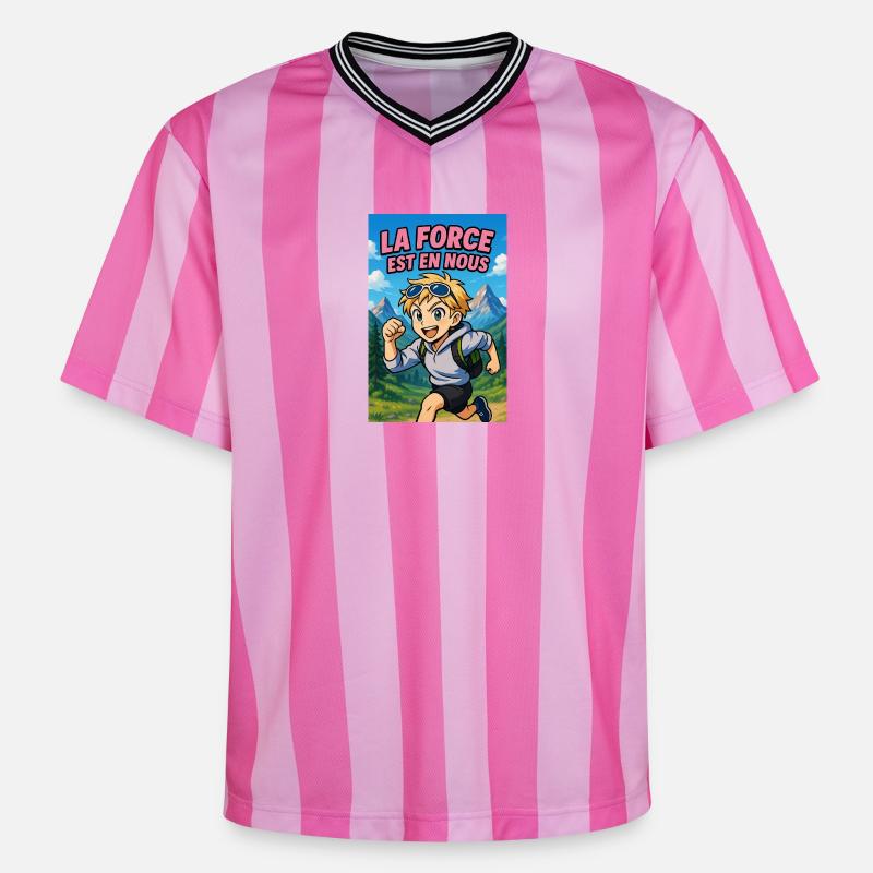 Force Intérieure Aventure - T-shirt de foot unisexe en mesh - rose/rose rayures