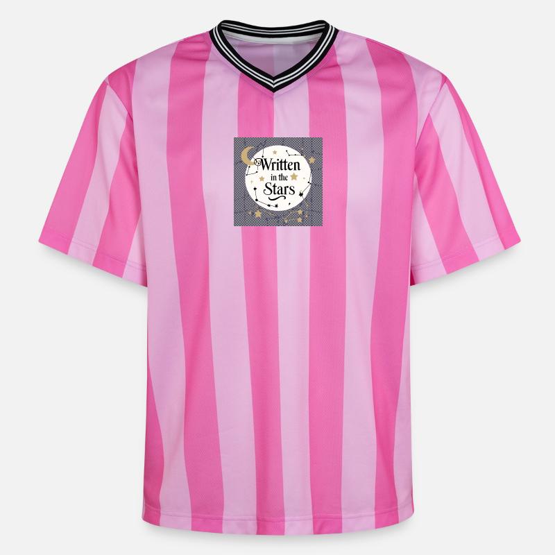 Écriture dans les étoiles - T-shirt de foot unisexe en mesh - rose/rose rayures