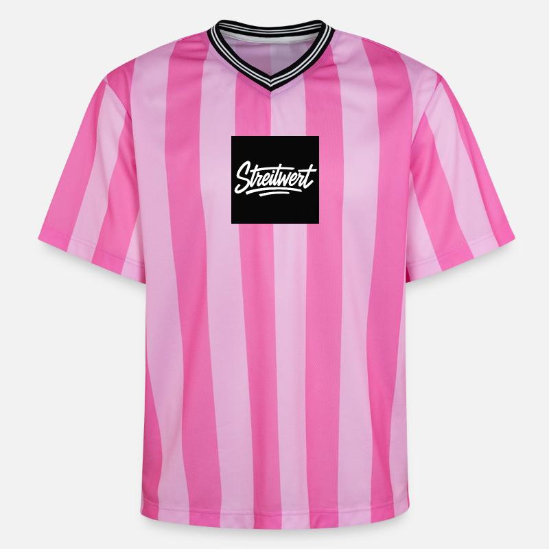 Logo Contested Script Noir - T-shirt de foot unisexe en mesh - rose/rose rayures
