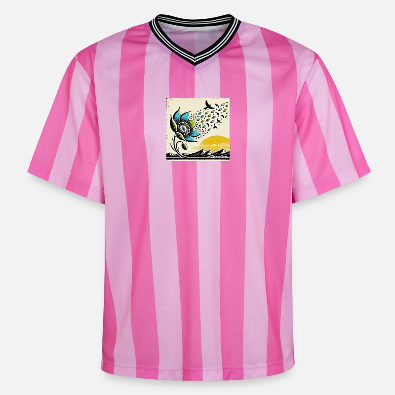 Migration des oiseaux - T-shirt de foot unisexe en mesh - rose/rose rayures