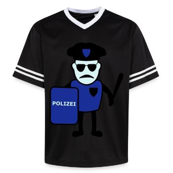 Polizist mit Schlagstock - Unisex Football Style Mesh T-Shirt - Rosa/Rosa Streifen - Vorne - AI Model Female 172 light (172cm) & AI Model Male 178 dark (178cm)