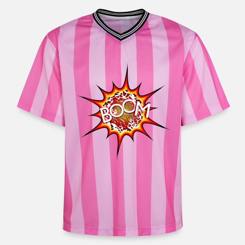 Explosion, bombe, explosion, bombe # - T-shirt de foot unisexe en mesh - rose/rose rayures