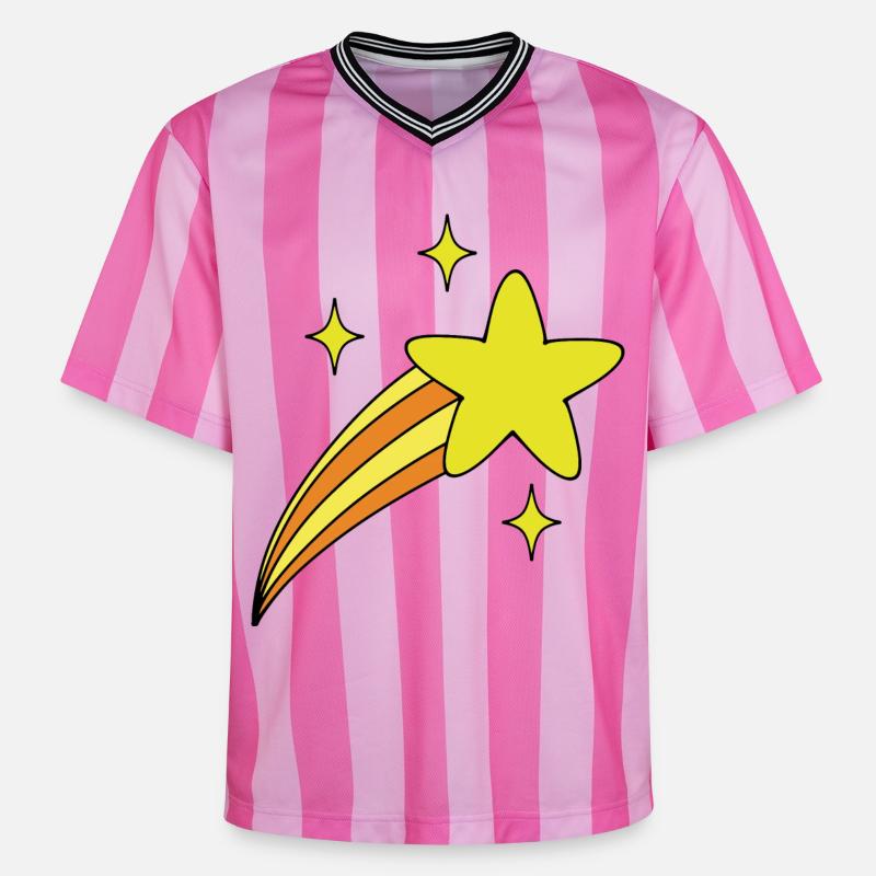Étoile avec queue - T-shirt de foot unisexe en mesh - rose/rose rayures