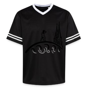 Regensburg Bruckmadl Kids - Unisex Football Style Mesh T-Shirt - Rosa/Rosa Streifen - Vorne - AI Model Female 172 light (172cm) & AI Model Male 178 dark (178cm)