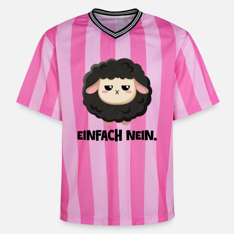 Grumpy Schaf Einfach nein - Unisex Football Style Mesh T-Shirt - Rosa/Rosa Streifen
